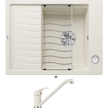 Granitový dřez Granitový dřez SET Blanco ELON 45 S bílá soft + excentrické ovládání + Blanco DARAS bílá soft 526935