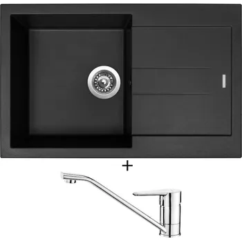 Granitový dřez Granitový dřez SET Sinks AMANDA 780 pureblack + Deante CORIO BFC 060M chrom