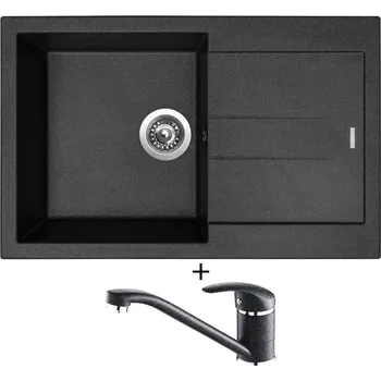 Granitový dřez Granitový dřez SET Sinks AMANDA 780 granblack + Laveo IGA BGG 760D černá