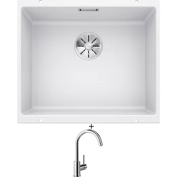 Granitový dřez Dřez pod desku SET Blanco SUBLINE 500 U bílá 523436 + Blanco MIDA chrom 517742