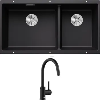 Dřez pod desku SET Blanco SUBLINE 480/320-U černá 525993 + Blanco MIDA-S černá matná 526653