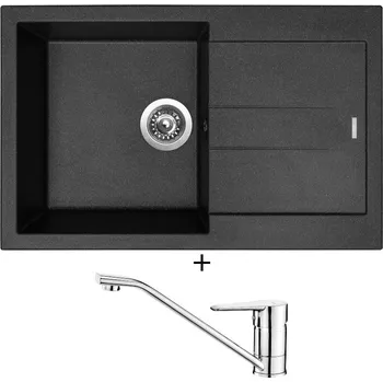 Granitový dřez Granitový dřez SET Sinks AMANDA 780 granblack + Deante CORIO BFC 060M chrom