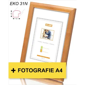Rám na obraz Rámeček dřevěný Icar EKO 31N 21x30 (A4) světle hnědý + fotografie A4