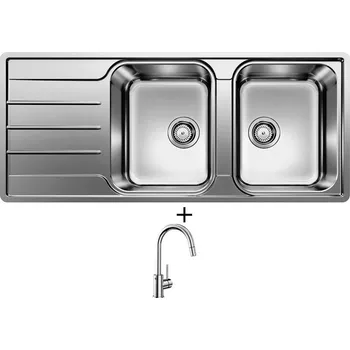 Nerezový dřez Nerezový dřez SET Blanco LEMIS 8 S-IF nerez kartáčovaný 523036 + Blanco MIDA-S chrom 521454