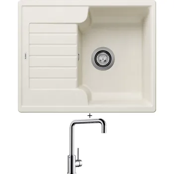 Granitový dřez Granitový dřez SET Blanco ZIA 40 S bílá soft 527195 + Blanco MILI chrom 519413