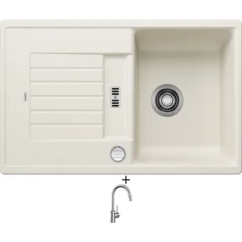 Granitový dřez Granitový dřez SET Blanco ZIA 45 S bílá soft + excentrické ovládání + Blanco MIDA-S chrom 521454