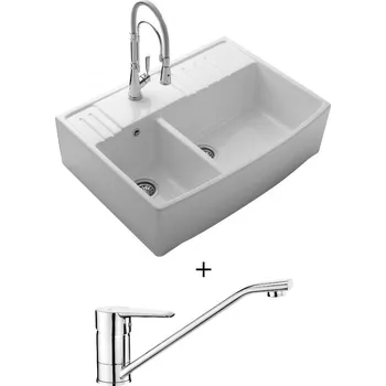 Keramický dřez Keramický dřez SET Chambord Berlioz 900.2 keramika bílá + Deante CORIO BFC 060M chrom
