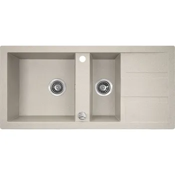 Granitový dřez Laveo Barbados, 1,5-komorový granitový dřez 1000x480x185 mm, béžová, LAV-SBB_431T