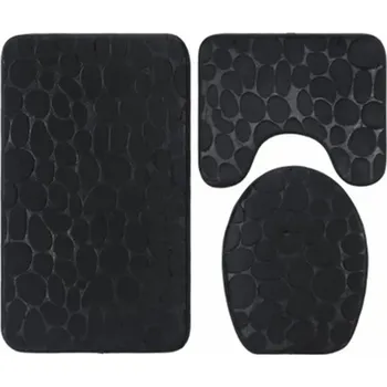 Sada koupelnových doplňků Luxusní sada koupelnových koberců - černá - 3ks