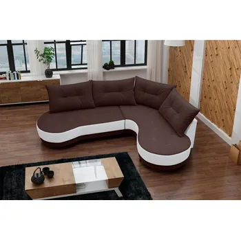 Obývací stěna Sedací souprava Abbey P tm.hnědá/bílá