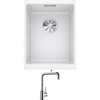 Granitový dřez Dřez pod desku SET Blanco SUBLINE 320-U bílá 523410 + Blanco MILI chrom 519413
