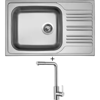 Nerezový dřez Nerezový dřez SET Sinks STAR 780 XXL V nerez matný + Laveo BONA BAB 269D nerez