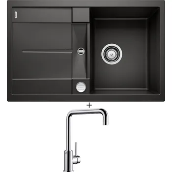 Granitový dřez Granitový dřez SET Blanco METRA 45 S černá + excentrické ovládání + Blanco MILI chrom 519413