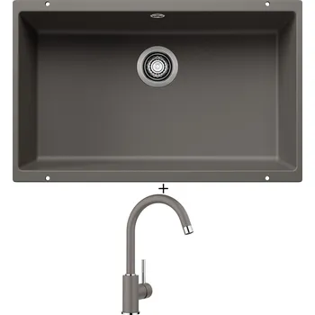 Granitový dřez Dřez pod desku SET Blanco ROTAN 700 U šedá vulkán 527330 + Blanco MIDA šedá vulkán 526965