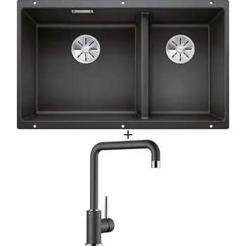 Granitový dřez Dřez pod desku SET Blanco SUBLINE 430/270-U antracit 523151 + Blanco MILI antracit 523103