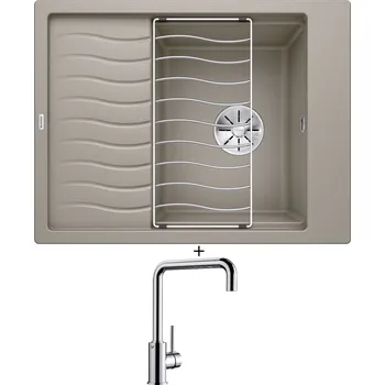 Granitový dřez Granitový dřez SET Blanco ELON 45 S tartufo 524831 + odkapová mřížka + Blanco MILI chrom 519413