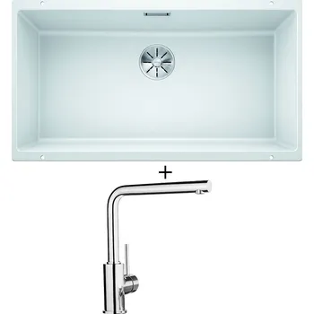 Granitový dřez Dřez pod desku SET Blanco SUBLINE 800 U bílá 523145 + Blanco MILA chrom 519414