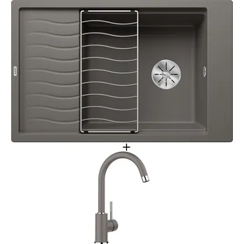 Granitový dřez Granitový dřez SET Blanco ELON XL 6 S šedá vulkán 527252 + odkapová mřížka + Blanco MIDA šedá vulkán 526965