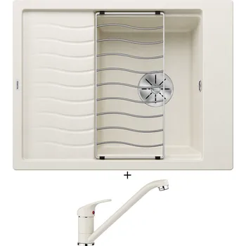 Granitový dřez Granitový dřez SET Blanco ELON 45 S bílá soft 527067 + odkapová mřížka + Blanco DARAS bílá soft 526935