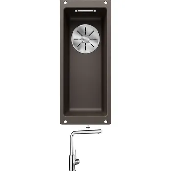 Kuchyňský dřez Dřez pod desku SET Blanco SUBLINE 160-U kávová 523405 + Blanco MILA chrom 519414