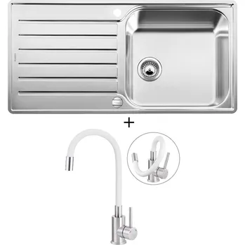 Kuchyňský dřez Nerezový dřez SET Blanco LANTOS XL 6 S-IF nerez kartáčovaný s excentrem 519709 + Deante NEO LUNO BOC W720 nerez
