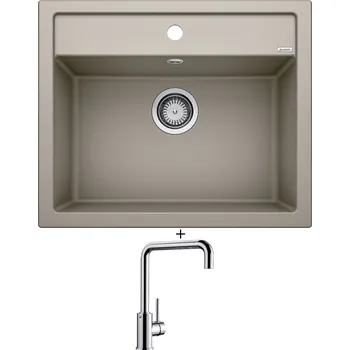 Kuchyňský dřez Granitový dřez SET Blanco DALAGO 6 tartufo + Blanco MILI chrom 519413