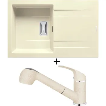 Granitový dřez SET Pyramis KARTESIO (79x50) 1B 1D vanilka + Pyramis FIDO vanilka