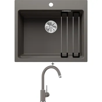 Granitový dřez Granitový dřez SET Blanco ETAGON 6 šedá vulkán 527259 + Blanco MIDA šedá vulkán 526965