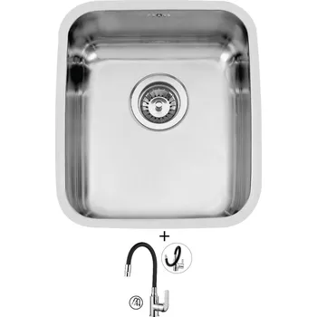 Nerezový dřez Nerezový dřez SET Sinks BRASILIA 380 nerez leštěný + Kuchinox ELZA BKE 762D chrom/černá