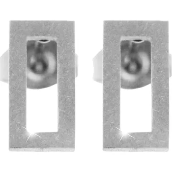 Náušnice JSB bijoux s.r.o. Ocelové náušnice puzety obrysový obdélník bez krystalů