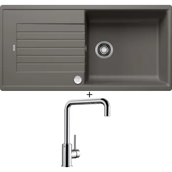 Kuchyňský dřez Granitový dřez SET Blanco ZIA XL 6 S šedá vulkán + excentrické ovládání + Blanco MILI chrom 519413
