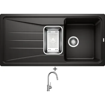 Granitový dřez Granitový dřez SET Blanco SONA 6 S černá + nerezová miska + Blanco MIDA-S chrom 521454