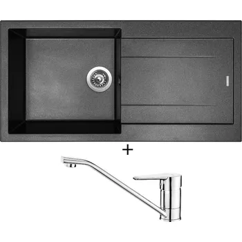 Granitový dřez Granitový dřez SET Sinks AMANDA 990 metalblack + Deante CORIO BFC 060M chrom