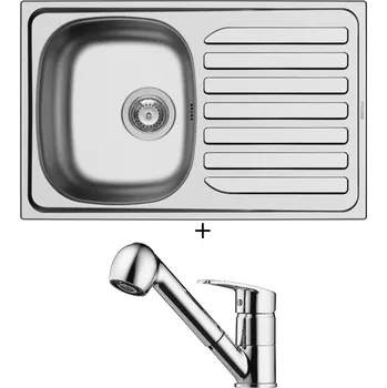 Nerezový dřez Nerezový dřez SET Pyramis CRETA 1B 1D FLAT nerez + Pyramis FIDO chrom