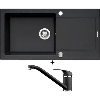 Granitový dřez Granitový dřez SET Pyramis MIDO (100x50) 1B 1D černá + Pyramis ASALIA černá