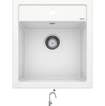 Granitový dřez Granitový dřez SET Blanco DALAGO 45 bílá + Blanco MIDA-S chrom 521454