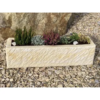 Truhlík ZahradniDekorace Kamenný truhlík z pískovce - truhlík, délka 71 cm, šířka 20 cm, výška 19 cm