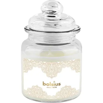 Svíčka Sviečka Bolsius Zlatá čipka, Big Jar, vonná, vianočná, vanilka, 32 hod., 79x129 mm, v skle