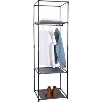 Věšák Šatníkový regál, kov / látka, černá, ALBUS - SLEVA 3% s kodem radost25