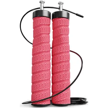 Švihadlo Hop-Sport Švihadlo s ložisky a měkkými rukojeťmi - červené