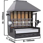 G.Gastro Gril na dřevěné uhlí s 1 rožněm pro 3 kuřata - 1000 x 625 x 1000 mm