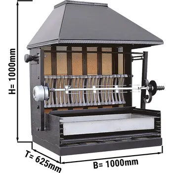 Zahradní gril G.Gastro Gril na dřevěné uhlí s 1 rožněm pro 3 kuřata - 1000 x 625 x 1000 mm