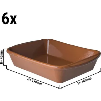 G.Gastro (6 Kusů) CLASSICO - Miska do trouby Tapas - 18 x 14 cm - hnědá