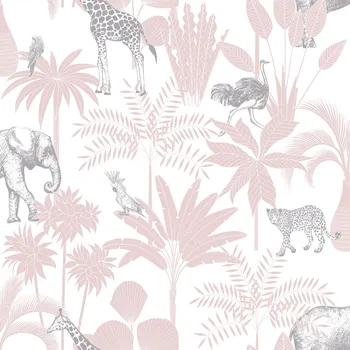 Tapeta ICH Wallcoverings Dětská vliesová tapeta s palmami a zvířátky, 976-3, Mika, ICH Wallcoverings, velikost 10,05 x 0,53 m