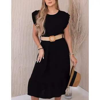 Dámské šaty Kesi dámské šaty s páskem 5997-2 černá (univerzální )