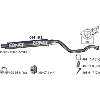Tlumič výfuku Stredni tlumic vyfuku ERNST 044158