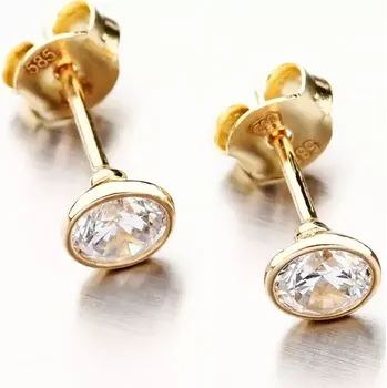Náušnice Dámské náušnice žluté zlato 585 zirkon 12-656