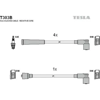 Zapalovací kabel Sada kabelů pro zapalování TESLA T303B