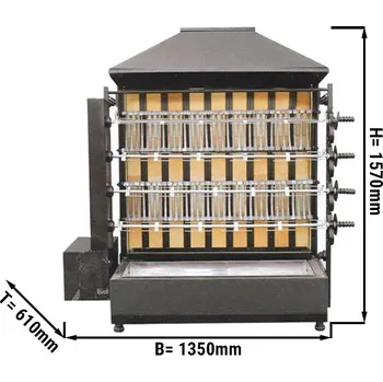 Zahradní gril G.Gastro Gril na dřevěné uhlí se 4 rožni pro 20 kuřat - 1350 x 610 x 1570 mm