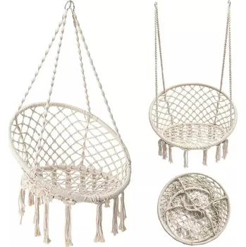 Závěsné brazilské křeslo, houpačka, houpací síť, do 120kg, barva bílá